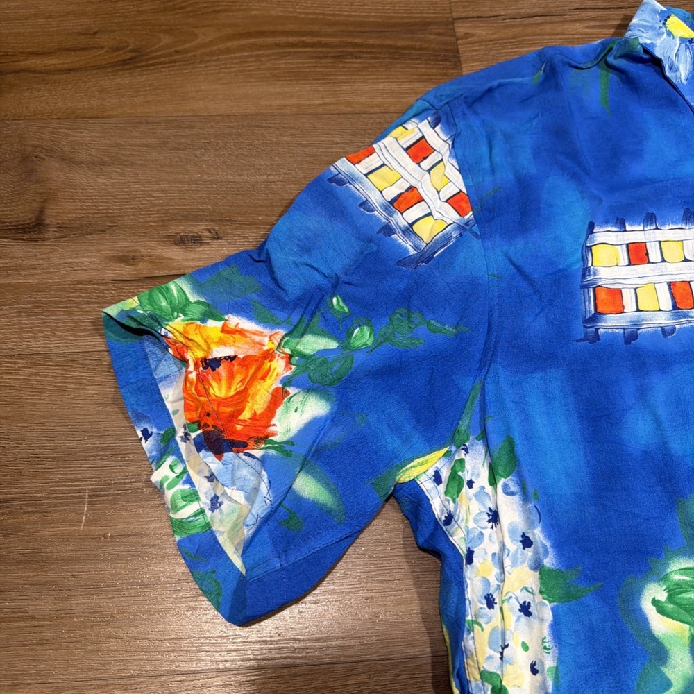 JAMS WORLD Men's XL Hawaiian Button Shirt "Bludrangea" Floral Blue 100% Rayon - Picture 2 of 11